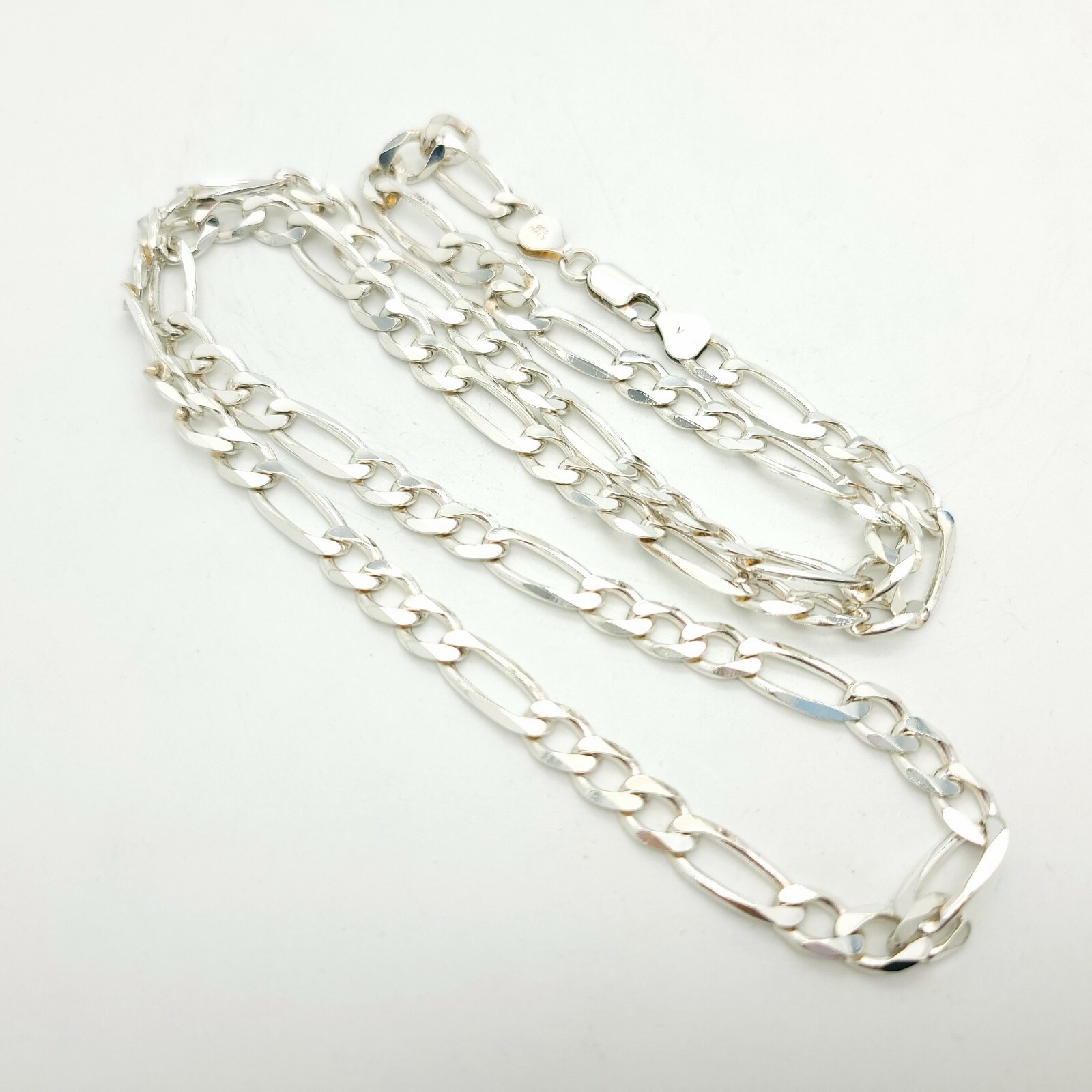 New VIOR 925 Sterling Silver 7″mm Figaro Mariner 30′ In Chain Cord Made In Italy