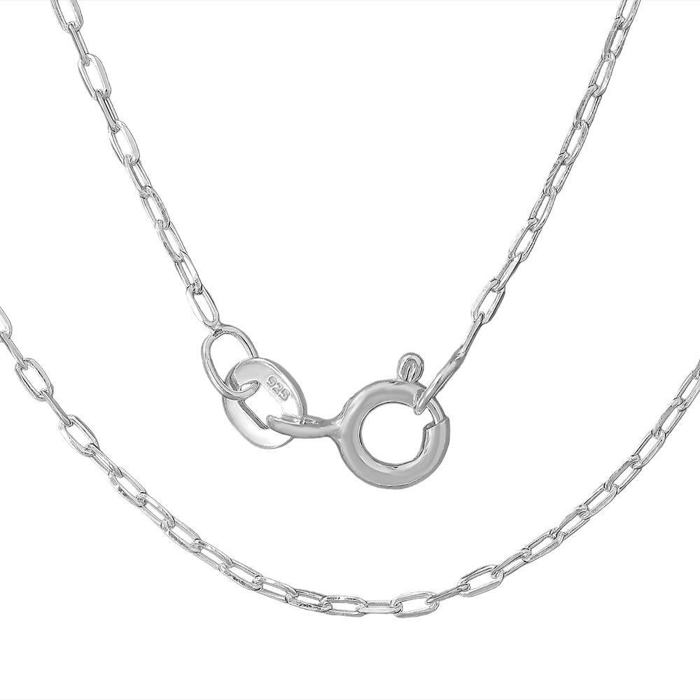 18″ 925 Sterling Silver Paperclip Chain Necklace Modern, Shiny & Elegant DGC1045