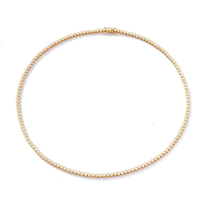 2mm D Color VVS1 Moissanite Bubble Tennis Chain Necklace 925 Sterling Silver