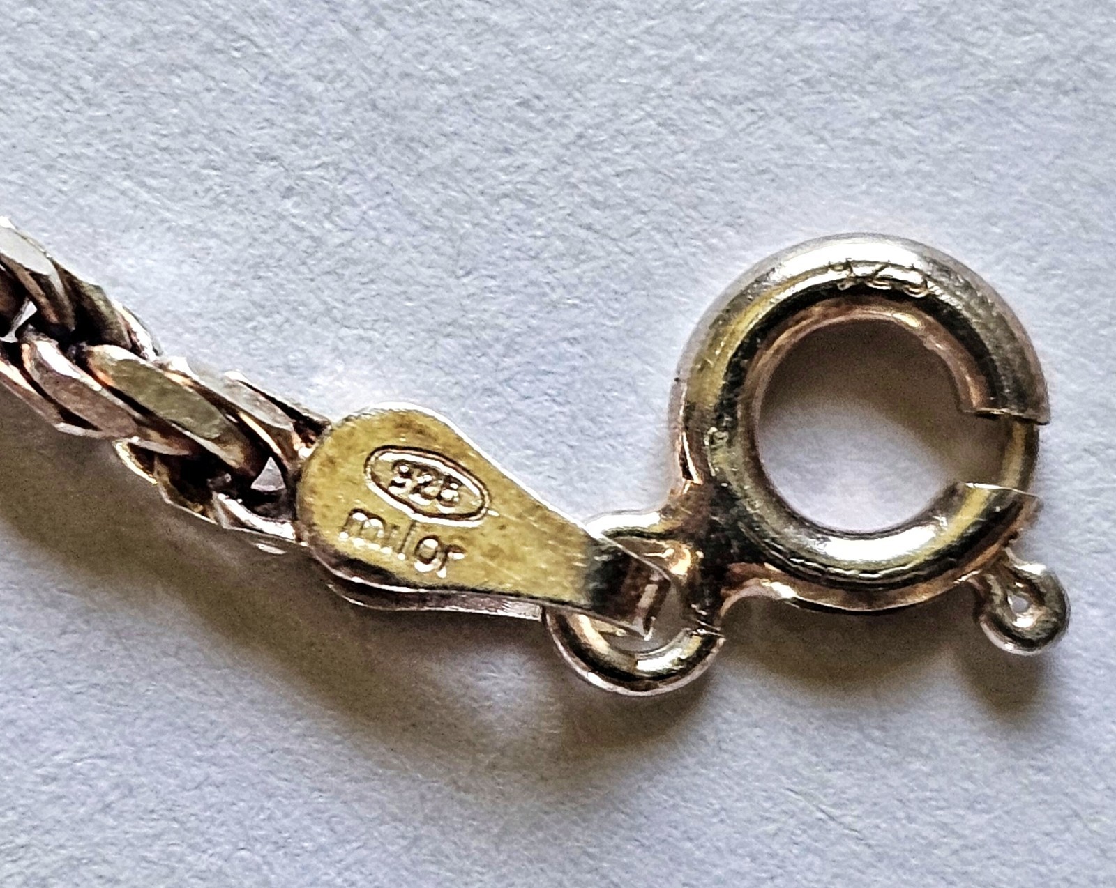 Milor 925 Sterling Silver Rope Chain Bracelet Spring Ring Clasp Silver No Stone