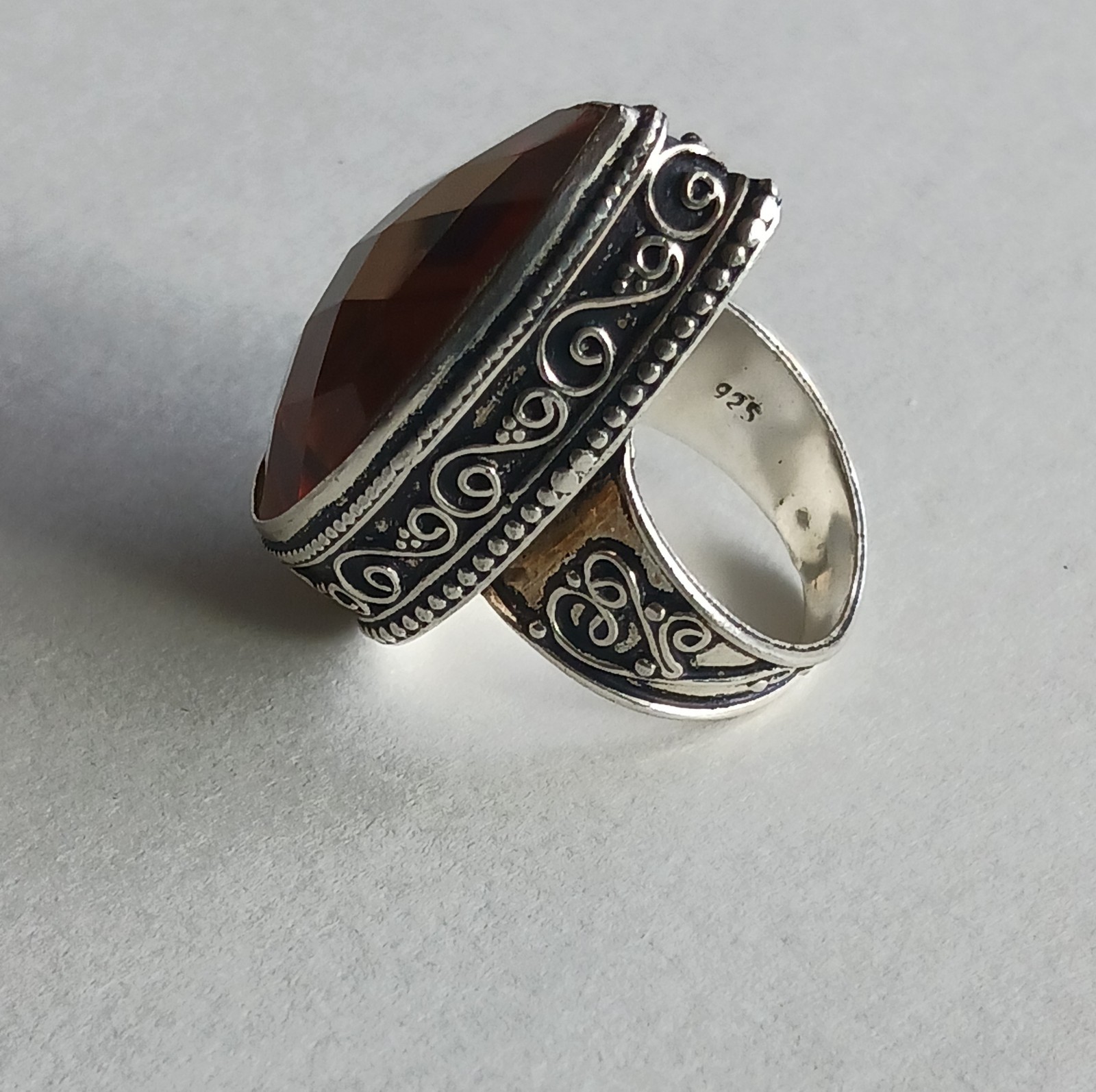 womens sterling silver .925 Citrine gemstone ring Artisan sz. 7.5