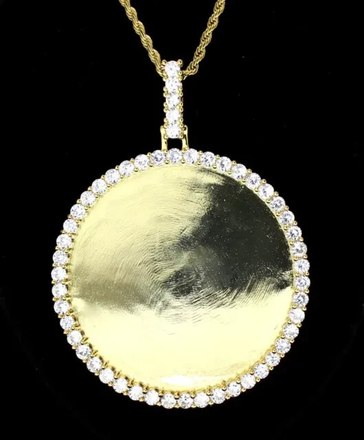3Ct Round Cut Real Moissanite Customize Picture Pendant 14K Yellow Gold Plated