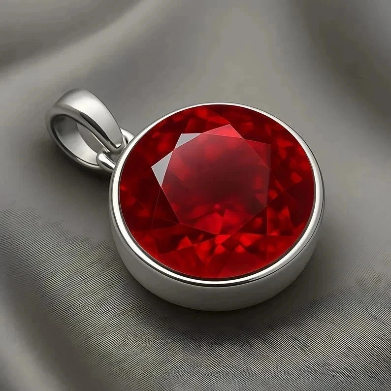 Certified 10 Ct Burma Natural Red Painite Pendant in 925 Silver Gift Jewelry