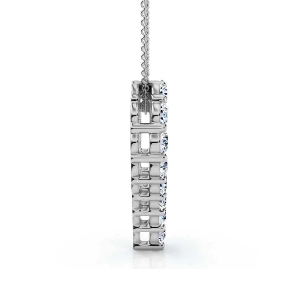 Sterling Silver Heart-Shaped Diamond Pendant Necklace Heart For Women