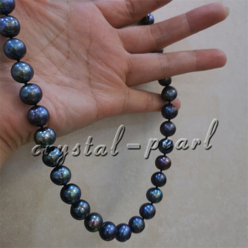 36″ 30 ” 22″20″ 18″ natural 9-10 mm AAA+ Tahitian black PEARL NECKLACE 14K GOLD