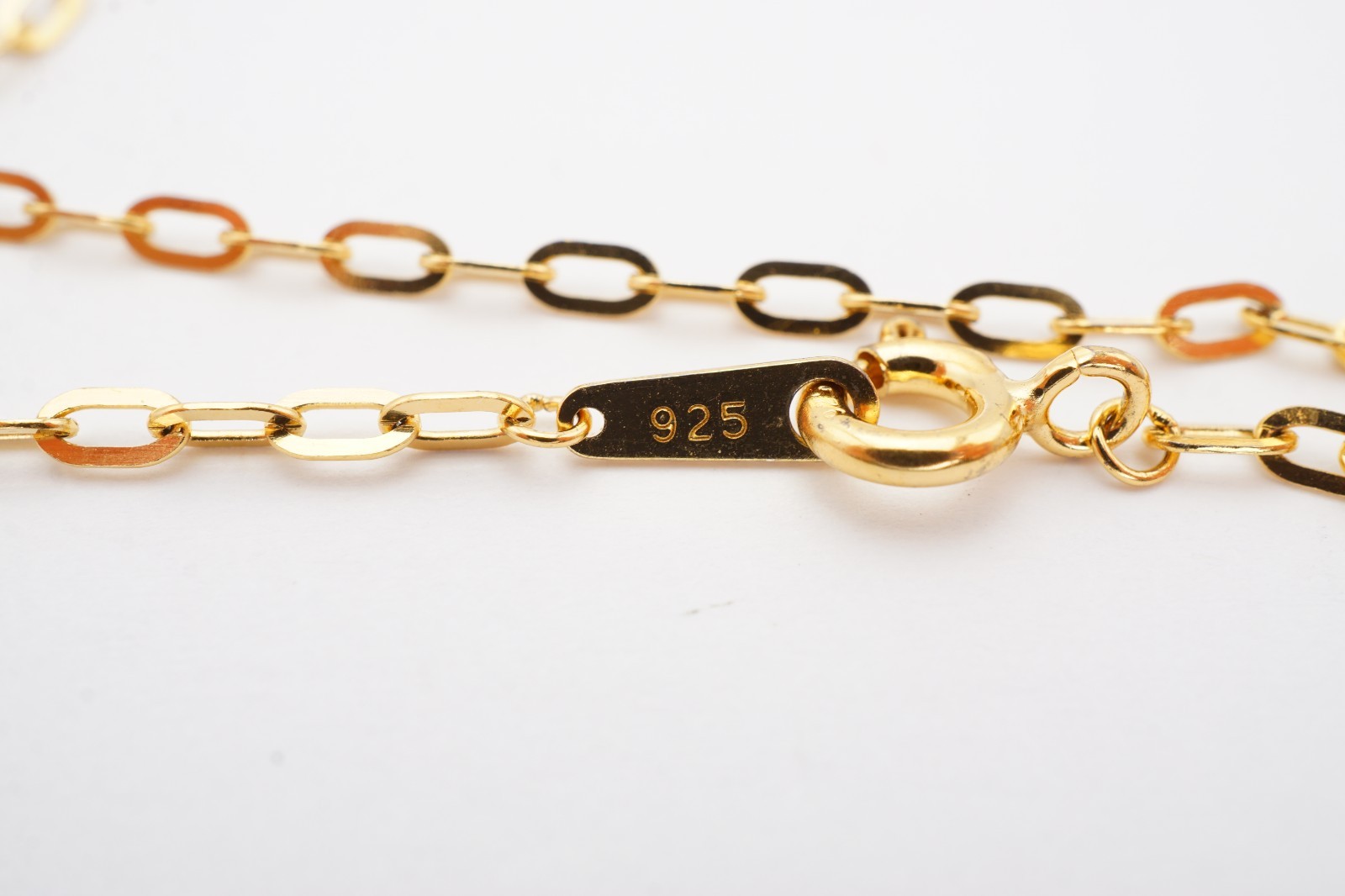 Gold Plated Sterling Silver 925 Oval Link Necklace 22″
