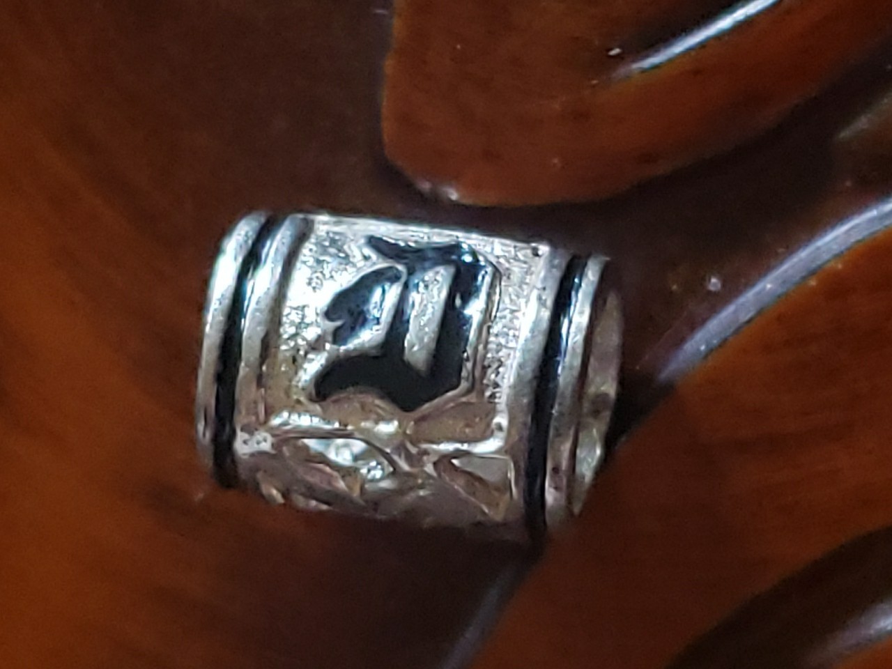 Hawaiian Tiny Silver Initial Cutout Tube Pendant 10mm X 7mm Slide Letter D