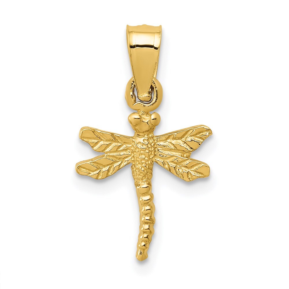 14k Yellow Gold Dragonfly Pendant for Women 0.45gm L-0.75 in,W-0.4 in