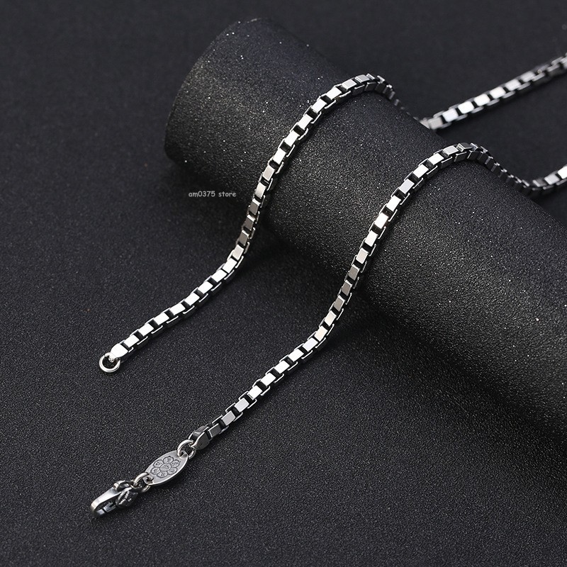 Real S925 Sterling Silver Necklace Women Men 4mm Box Link Chain 18-29.5inch