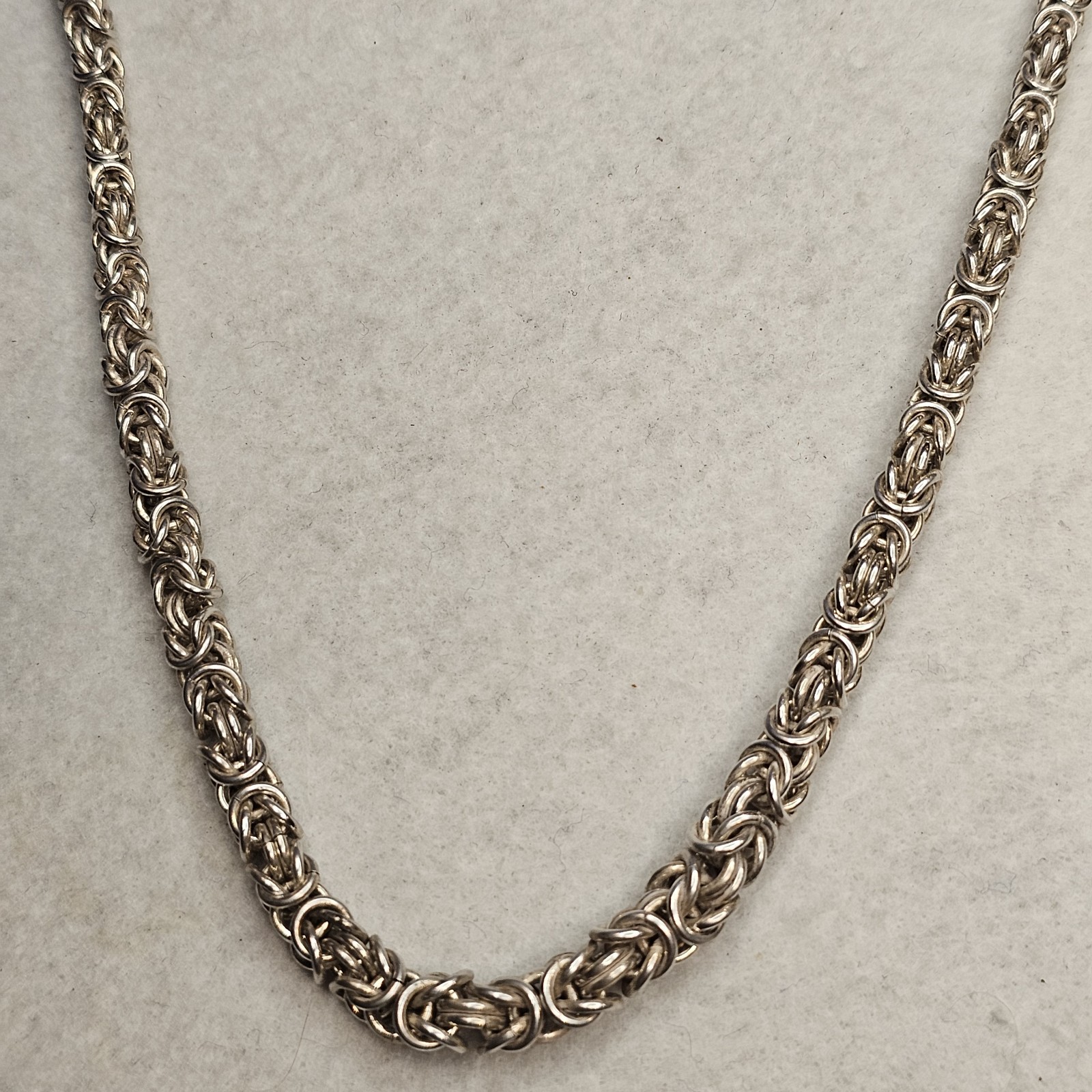 Sterling Silver Byzantine Chain Necklace 21″ 52g Graduated 6.7mm Solid Heavy