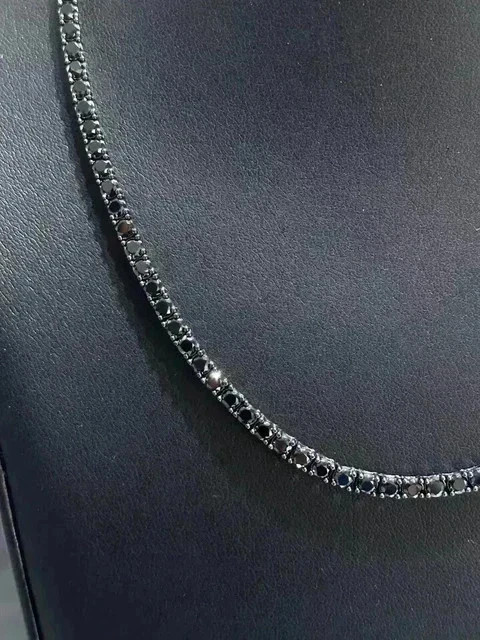 17Ct Round Cut Black Diamond Men’s Fancy Necklace 14k White Gold Plated