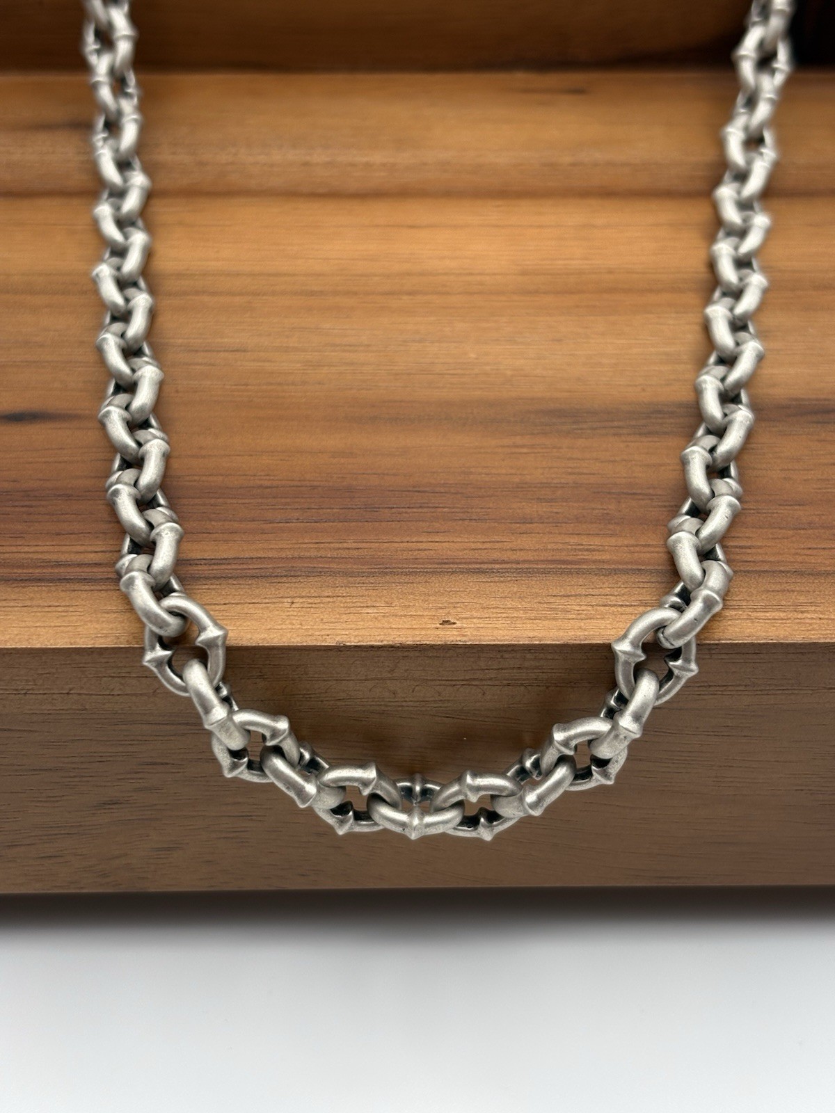 HEAVY SPIKE CHAIN STERLING SILVER 925 CABLE LINK NECKLACE 18+4 INCH 22 9MM 63.8G