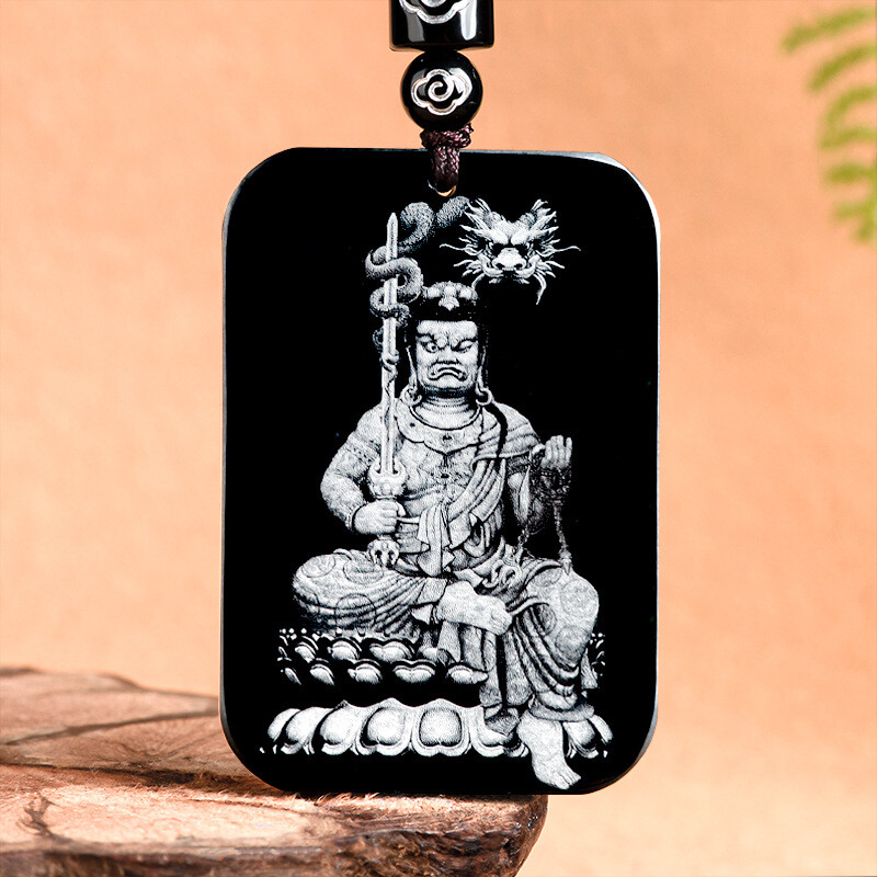Natural Hotan Black Dark Jade Shadow Carving Zodiac Buddha Pendant Male Female