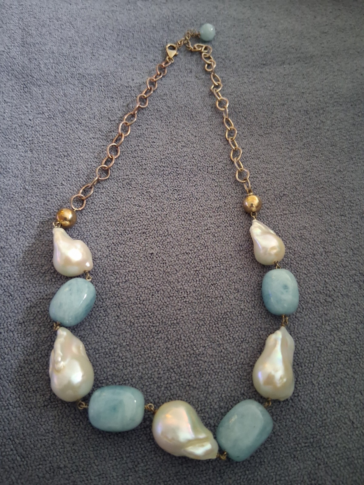 Baroque Pearl and Blue Opal – necklace – Excellent Condition