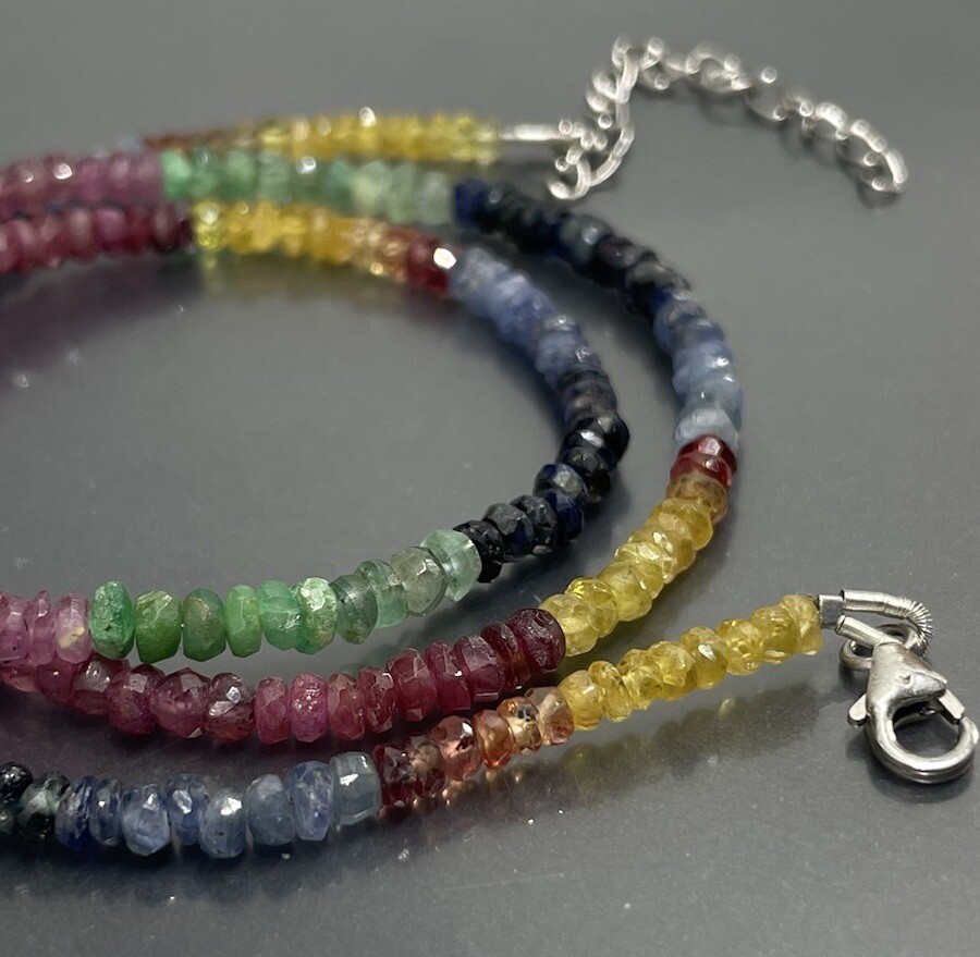 A Women’s Necklace Multicolor Assorted Gemstone Beaded 17.75-19.75”