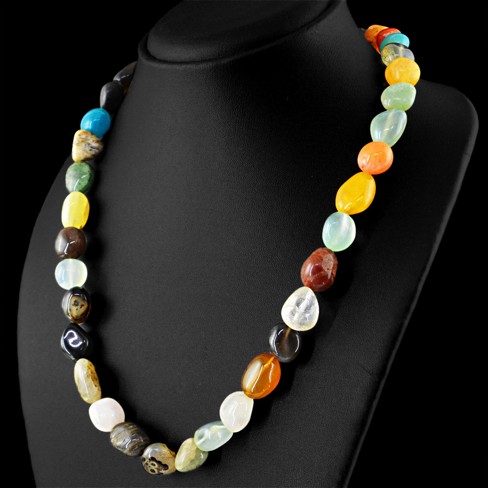 459.50 Cts Earth Mined Multicolor Multi Gemstones Beads Single Strand Necklace