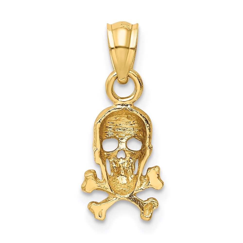 14k Yellow Gold Skull and Cross Bones Pendant 0.79gm L-0.75 in,W-0.32 in