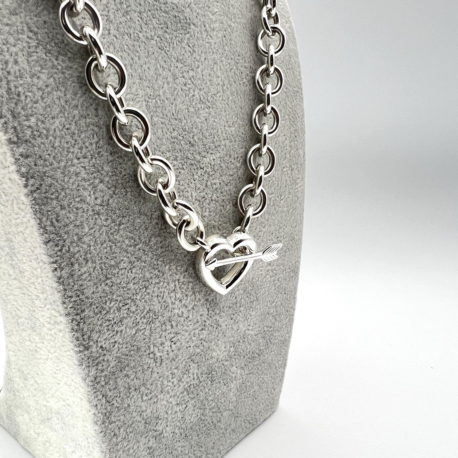 Tiffany & Co. Rare Heart Arrow Toggle Chain Necklace Silver 925 Italy 72.7g
