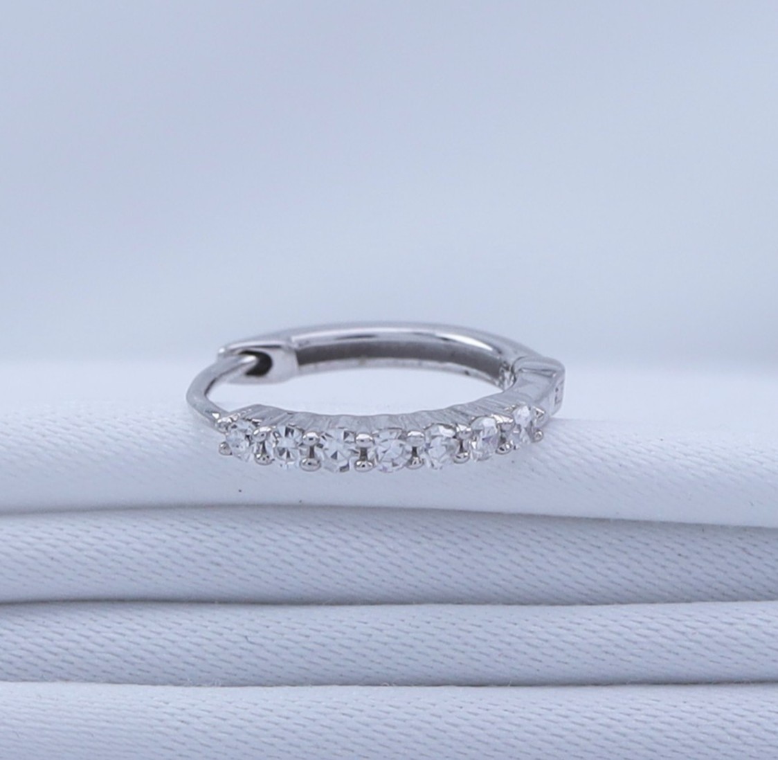 0.05 CT Lab Grown Diamond Nose Ring for women 925 Silver 14k White Gold Plated