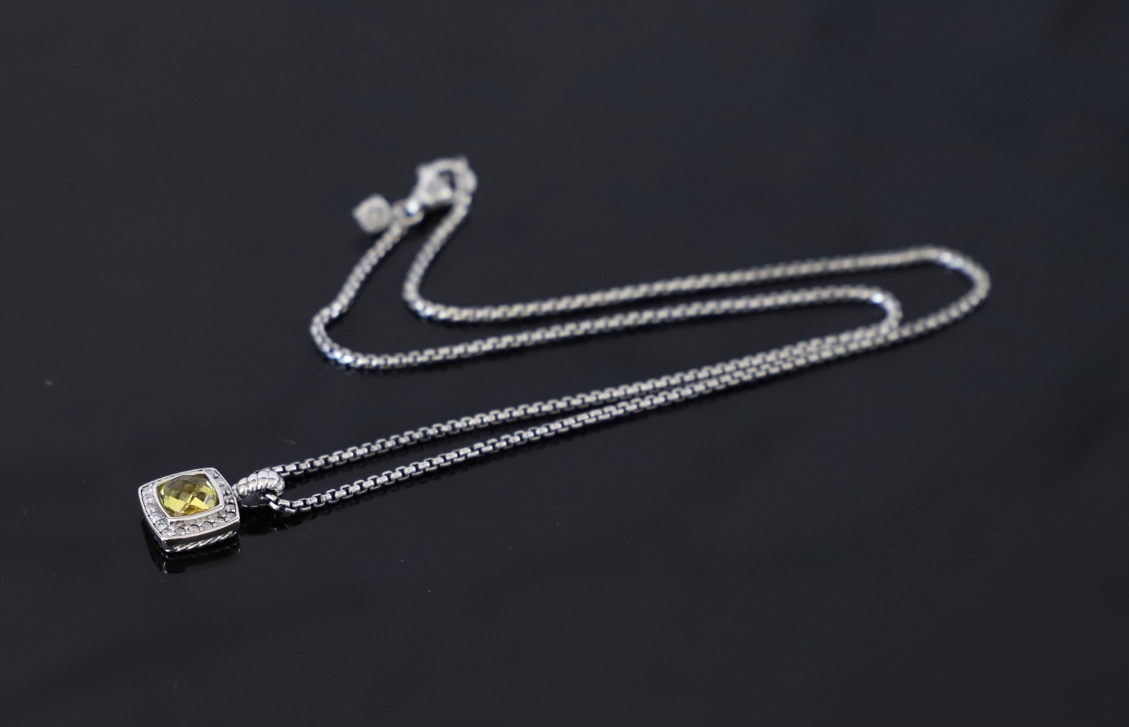 David Yurman Sterling Silver Lemon Citrine Petite Albion Enhancer Necklace
