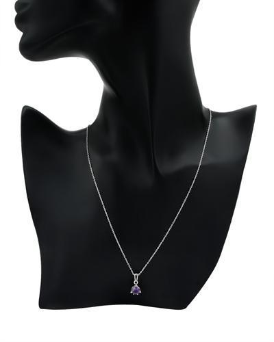 Solitaire Necklace W/0.75ctw Genuine Amethyst Made in 925 Sterling silver 18″