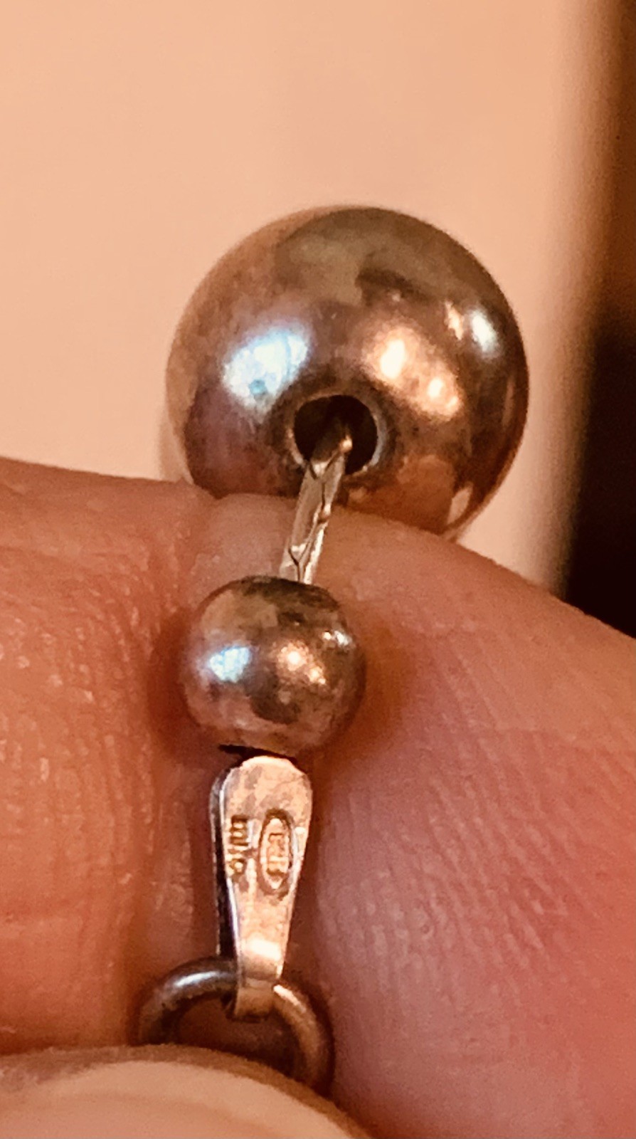 Milor Italy Sterling Silver 925 Beaded Ball Necklace 18-20”