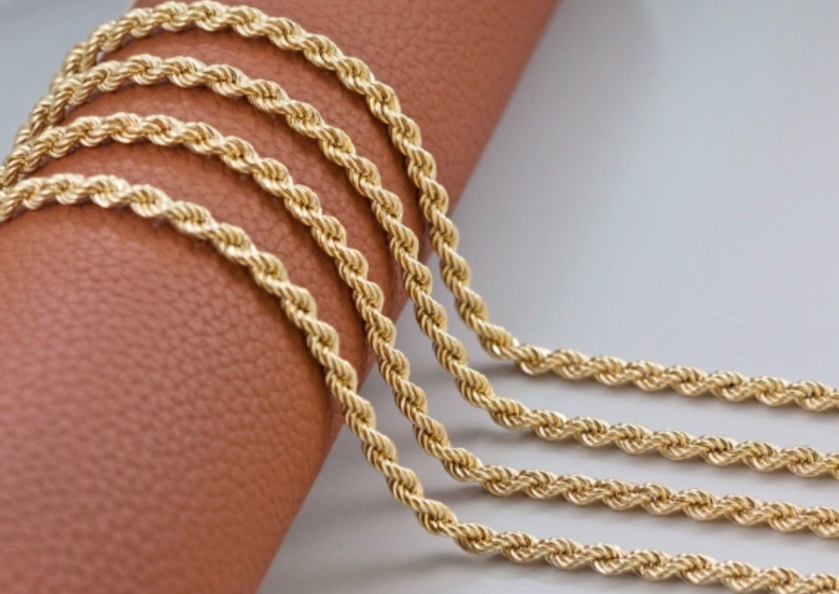 10K GOLD 5.30MM HOLLOW ROPE CHAIN 22 INCHES 12G