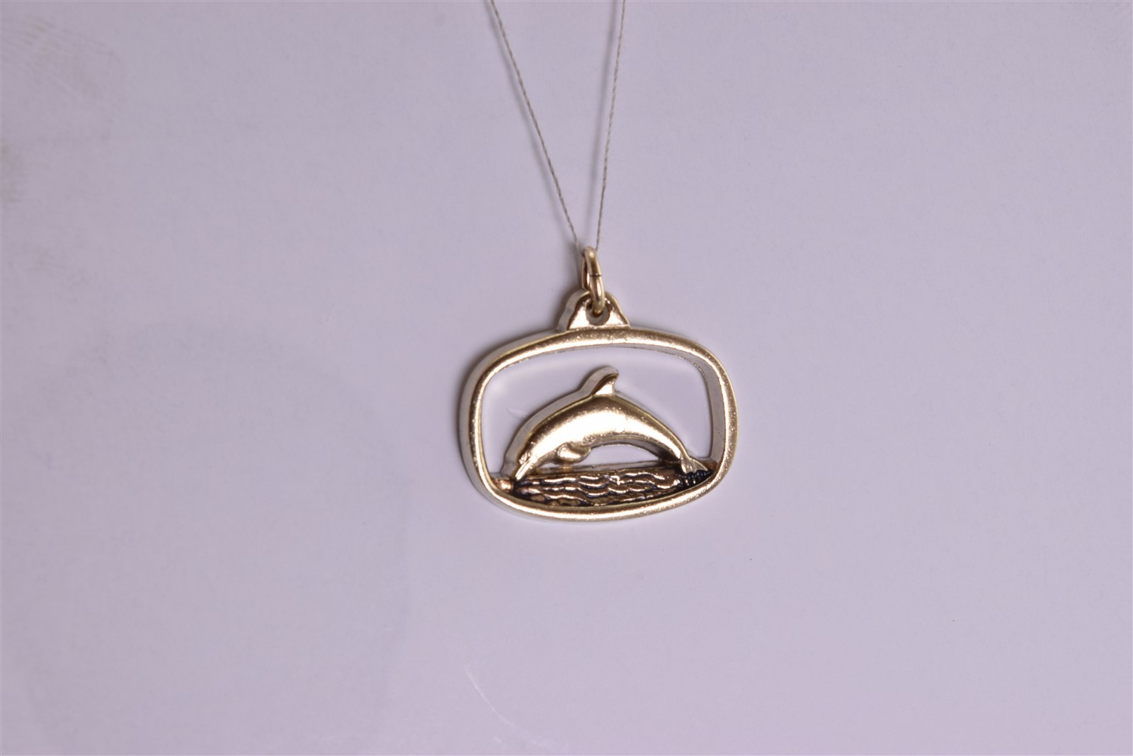 Vintage LGB Gold Sterling Silver 16mm x 22mm 1973 Dolphin ATA Miami 925 Pendant