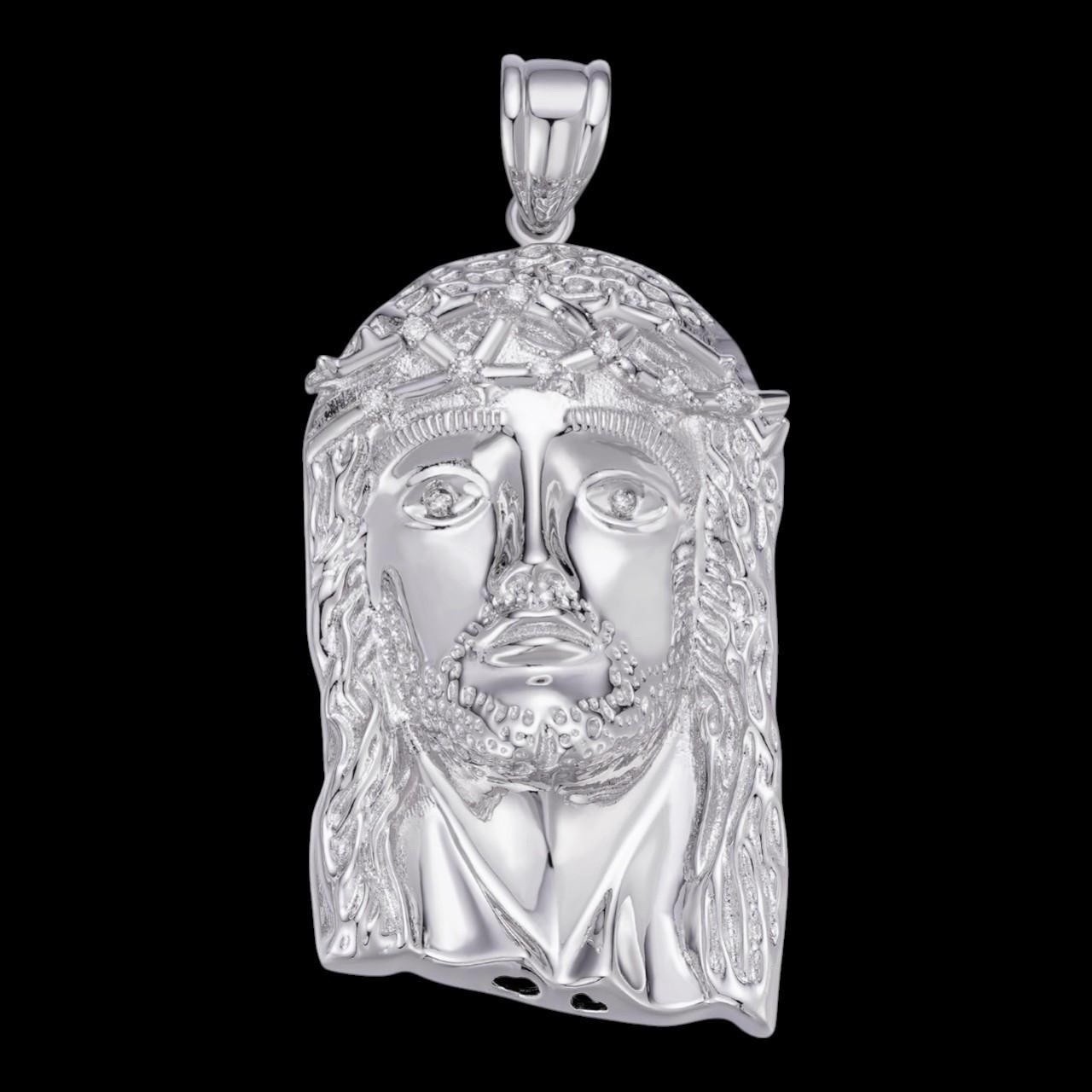 0.1ct Real DIAMOND Detailed Hip Hop Jesus Pendant – 925 Silver – Small