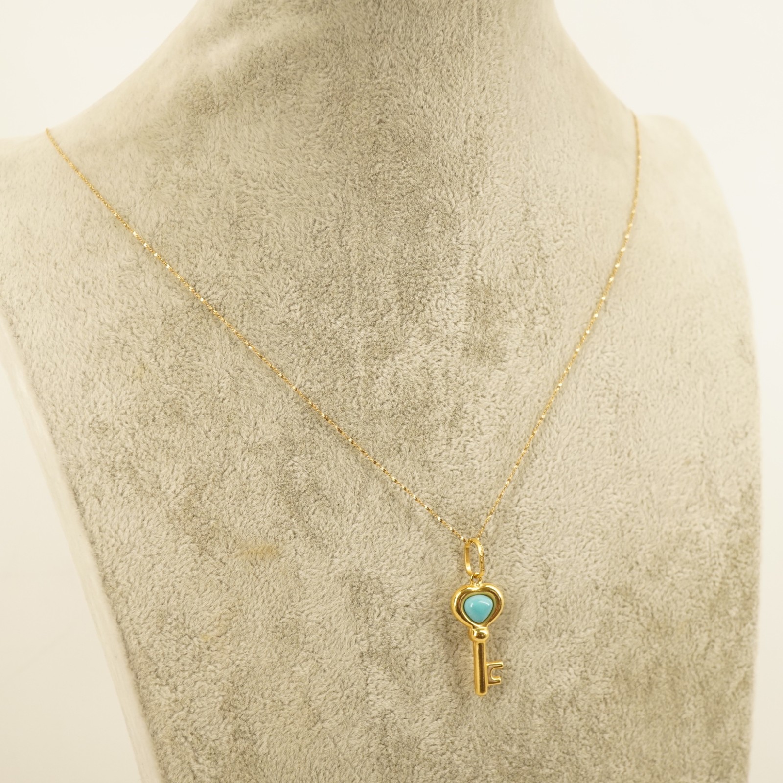 Milor 18k Yellow Gold & Turquoise Key Pendant on 14k Chain – Free Shipping USA
