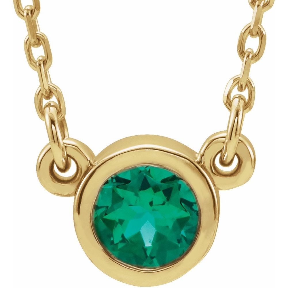 14k Yellow Gold 4mm Round Gemstone Solitaire Necklace, 16 Inch