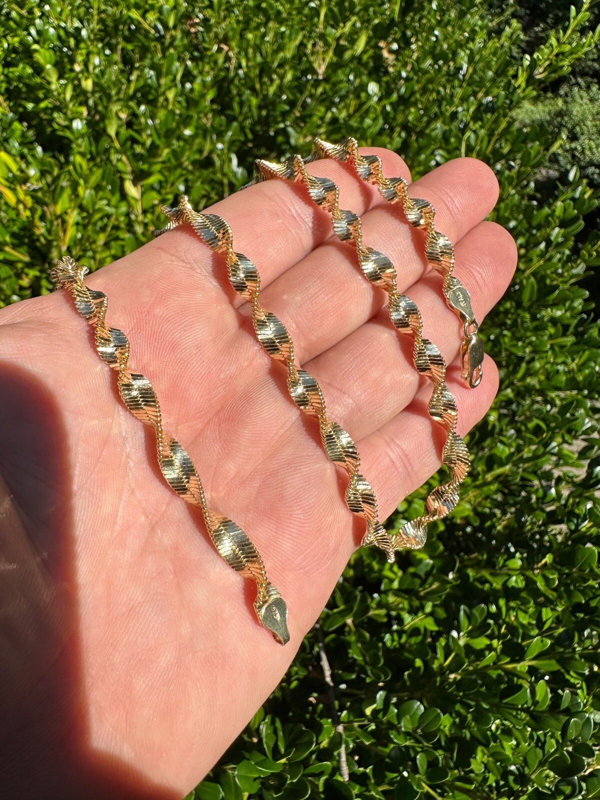 Real 14k Yellow Gold Vermeil 925 Silver 6mm Loose Singapore Rope Chain Necklace