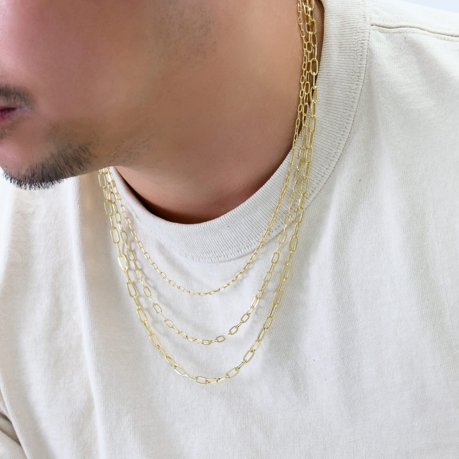 14k Yellow Gold Paperclip 2mm-7mm Chain Bracelet Necklace Mens Womens 7″-24″