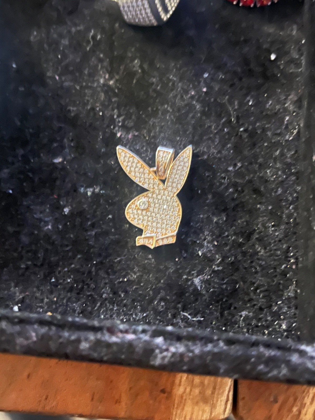 Harlem bling Moissanite playboy pendant, 0.95 ct, 14k gold vermeil
