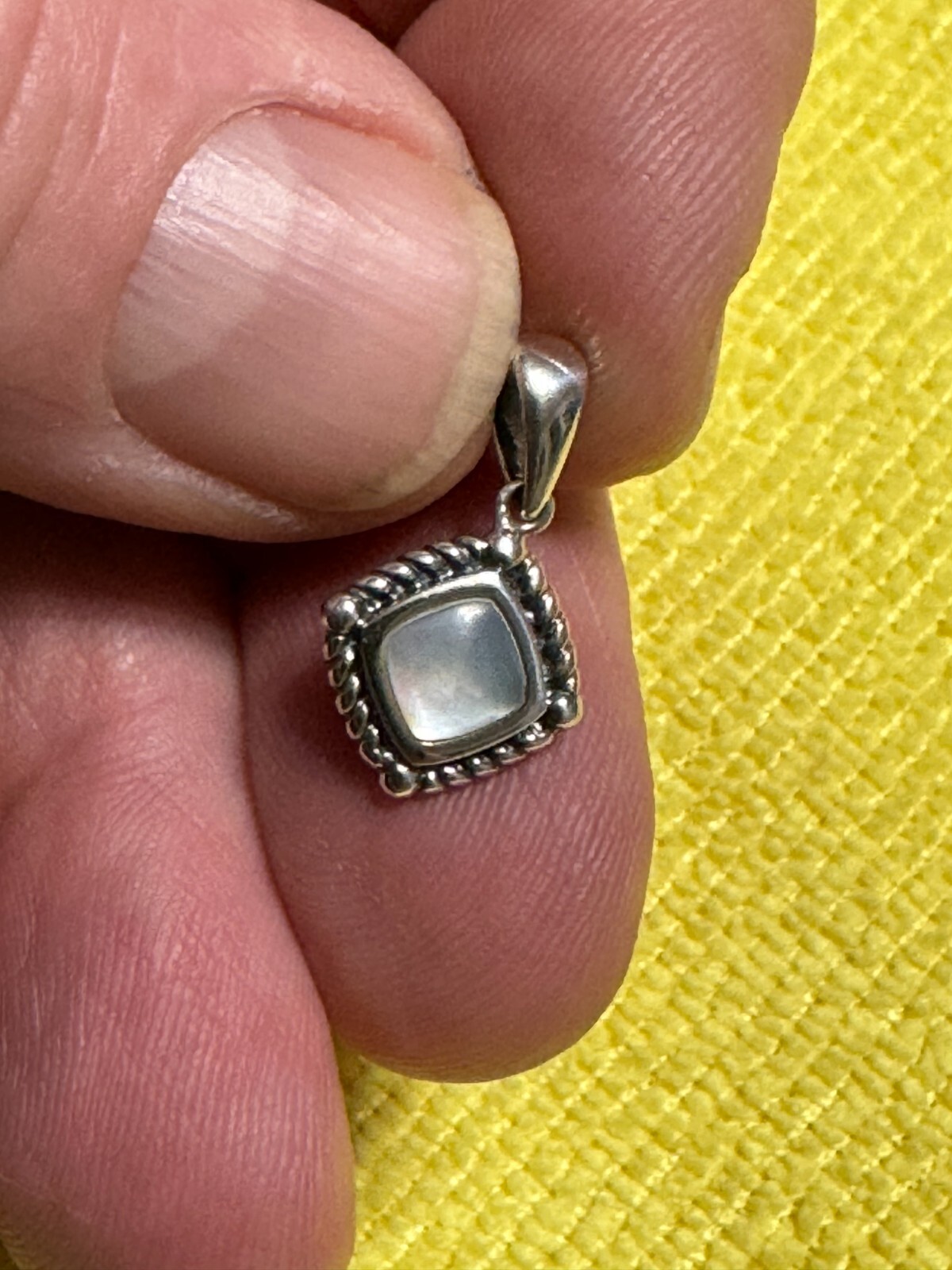 Sterling Silver Square Unknown Center Stone Charm w/free ship