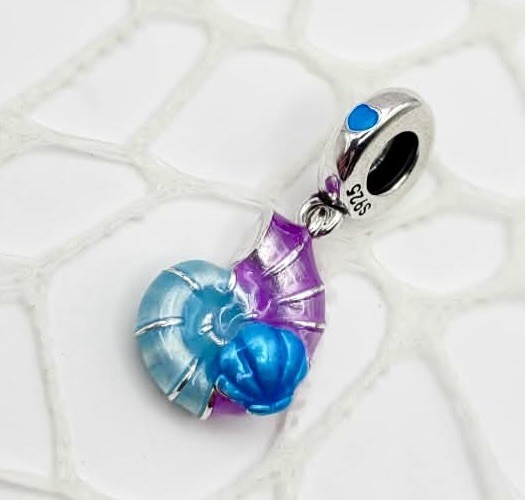 925 Sterling Silver Colorful Nautilus Shell Charm Pendant For Bracelet /Necklace