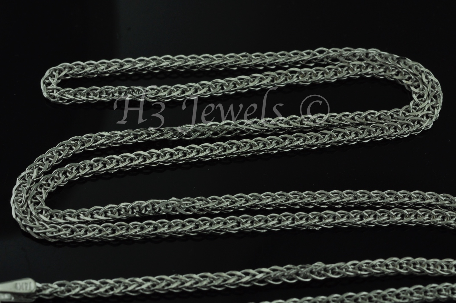 2.20 grams 14k solid white gold foxtail wheat chain necklace 16 inches #3525