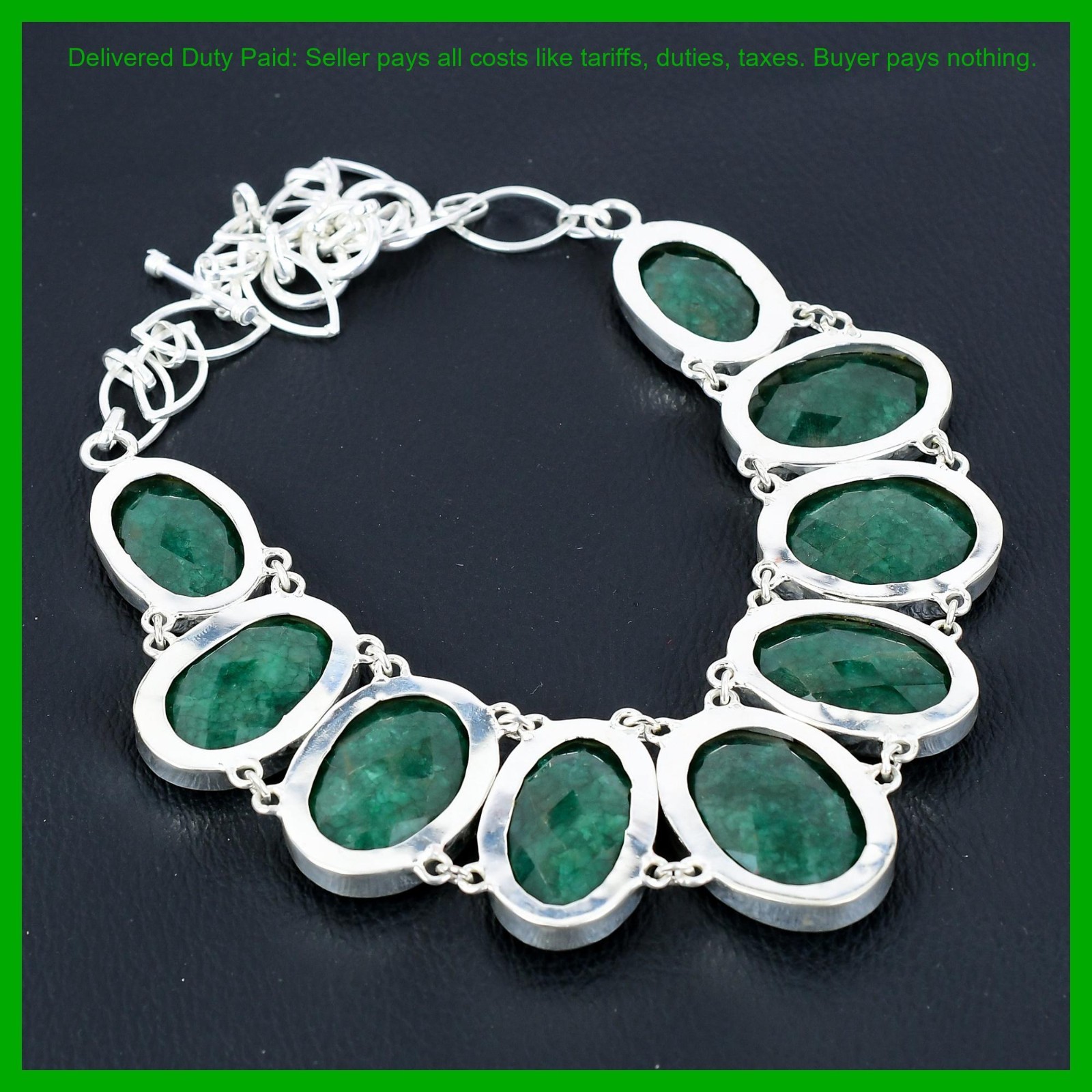 Zambian Emrald Stone 925 Silver Sisters Gift Elegant Chain Engagement Necklace
