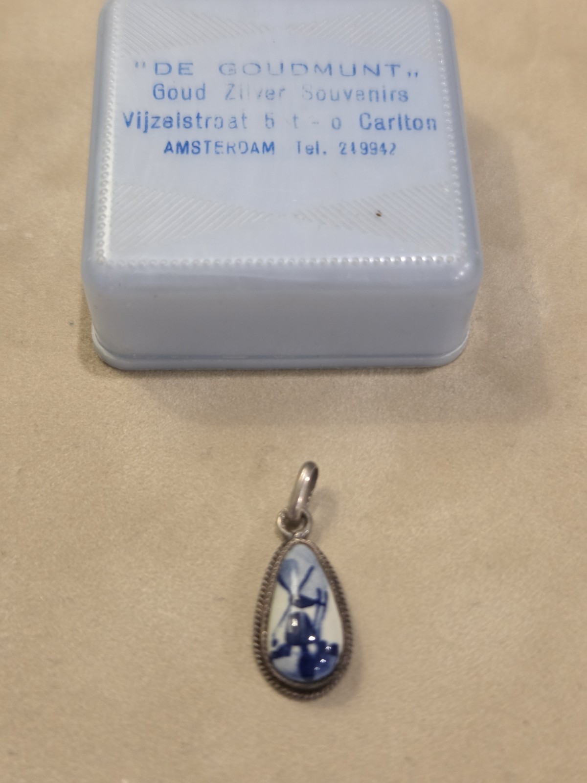 VTG Delft Blue Windmill Teardrop Pendant 1960’s