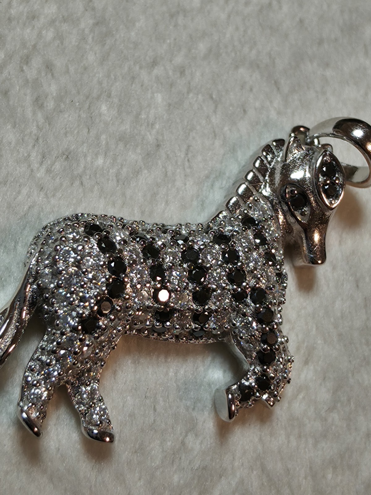 1.50CTW Moissanite Zebra Charm Pendant 925 Sterling Silver
