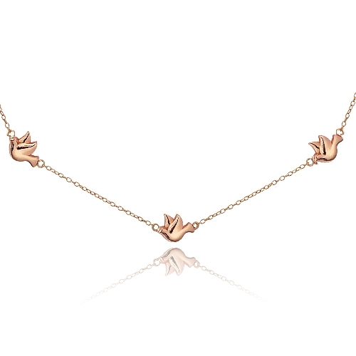 Gold Tone over 925 Silver Dove Chain Necklace, 18″