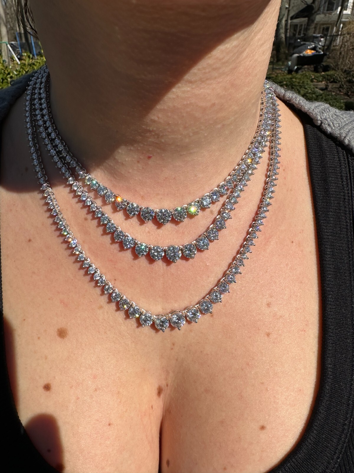 Real Iced MOISSANITE Riviera 3-7mm Graduated Tennis Chain Necklace – VVS D Color