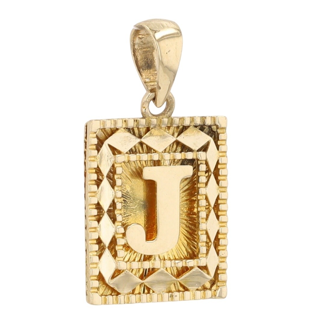 23mm Diamond Cut Letter “J” Pendant Without Chain 18k Yellow Gold 2.04 Grams