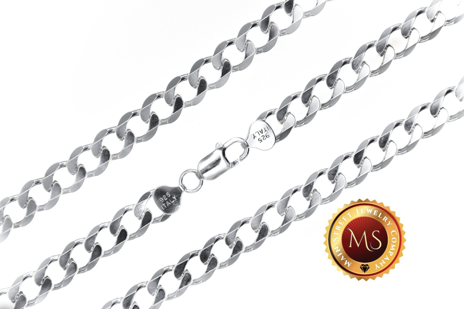 9mm ITALY 925 Sterling Silver CURB Chain Necklace or Bracelet 8″- 30″
