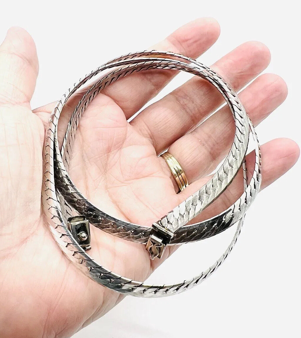 MILOR Sterling Silver Herringbone Chain Necklace 40gm 7mm 30in Vintage Jewelry