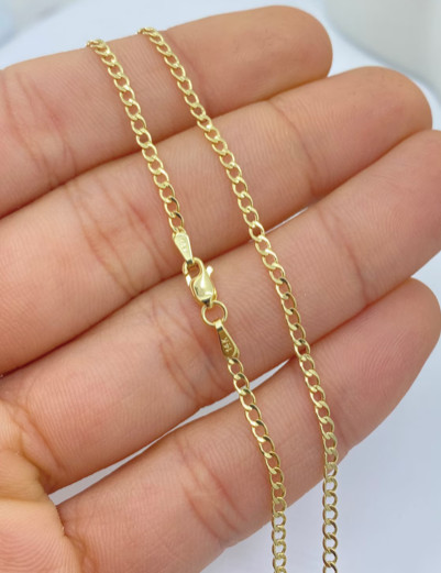 14K GOLD CURB CHAIN NECKLACE 20″ LONG, 2MM 14K REAL HOLLOW GOLD CHAIN – CU050
