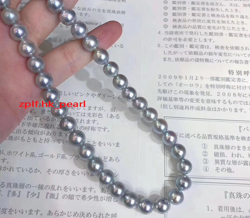 AAAAA round real 18″ 10-11mm NATURAL south sea GRAY pearl necklace 14K gold