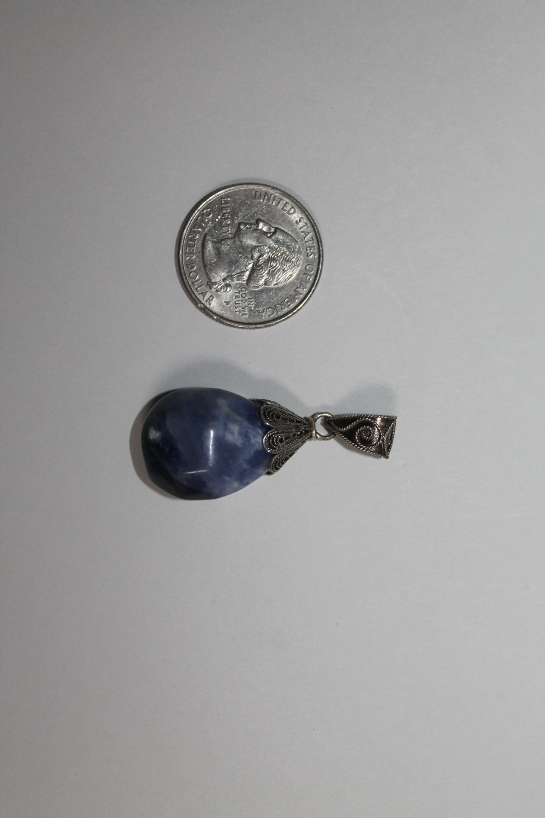 Sterling Silver Designer Chunky Sodalite Dangle Pendant [066GCM]