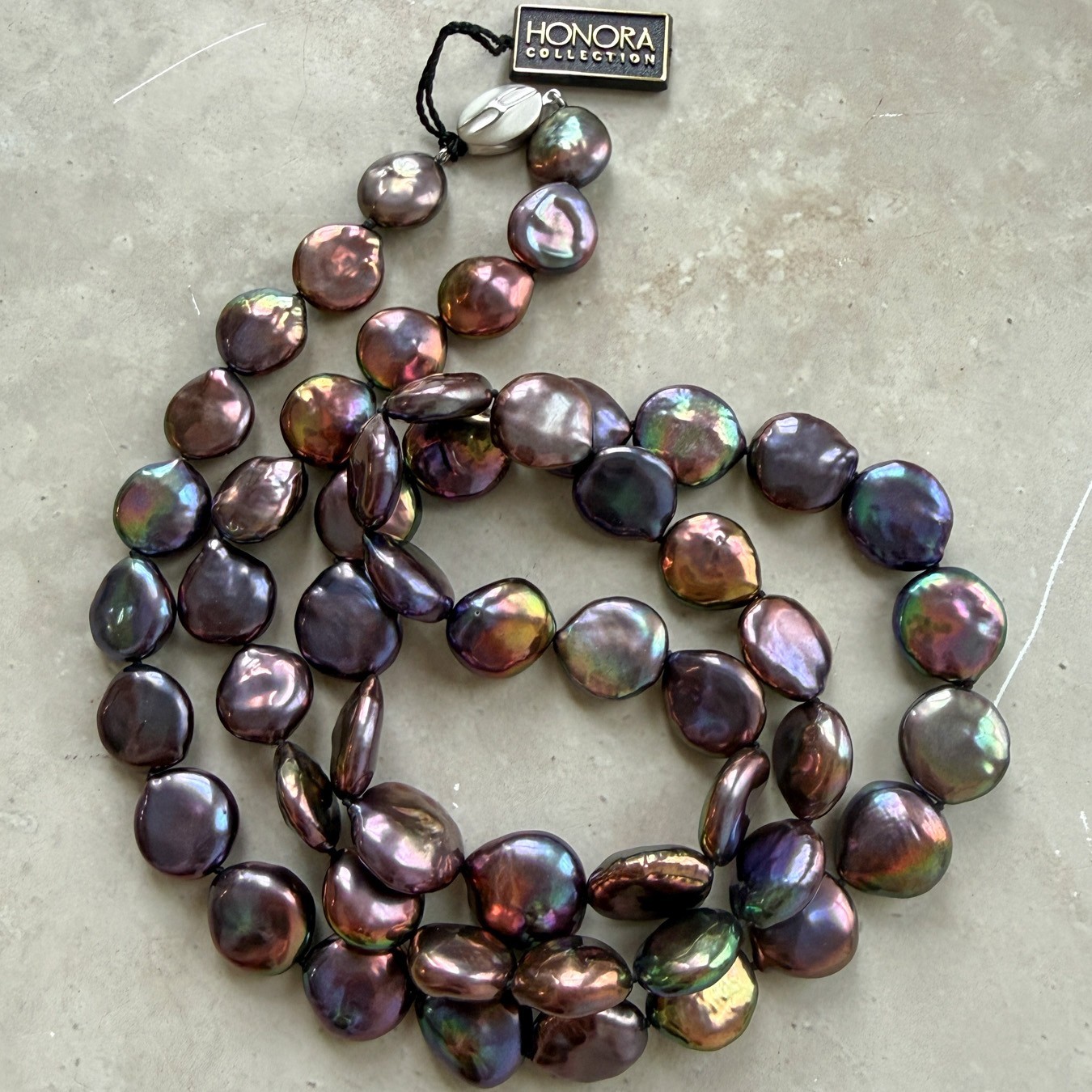 Honora Peacock Baroque Pearl Necklace New Sterling Purple Iridescent 36″ NWT