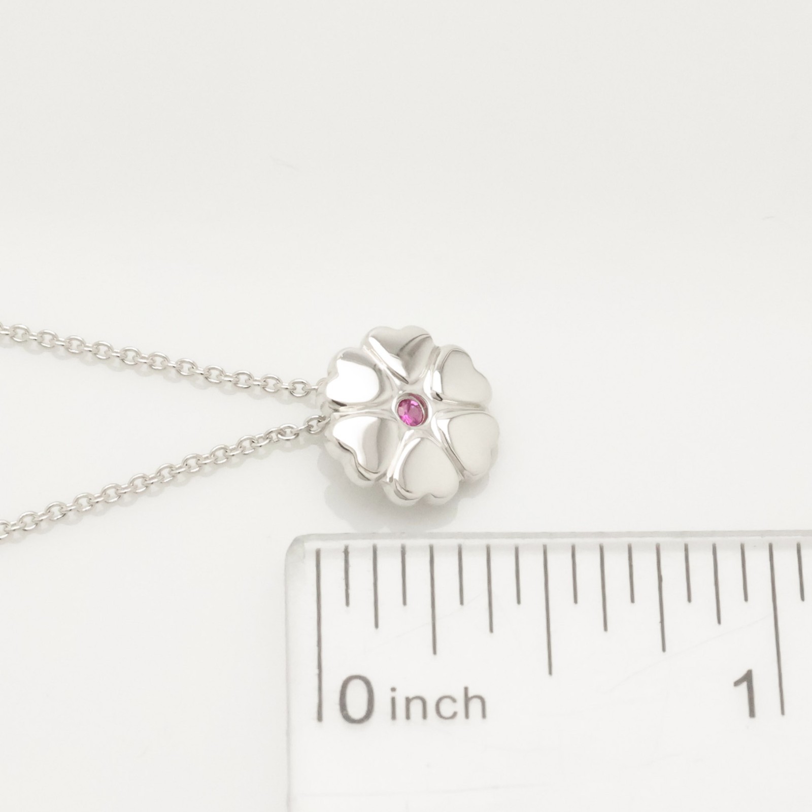 Authentic Tiffany & Co. Crown of Heart Pink Sapphire Necklace 16″ Silver w/Pouch